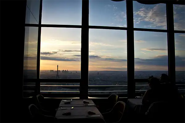 Restaurant du Ciel with Eiffel Tower in Paris, France